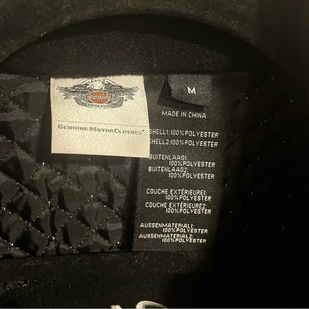 HARLEY DAVIDSON Fleece Embroidered Full Zip Jacket - Black Size Medium - Picture 4 of 10